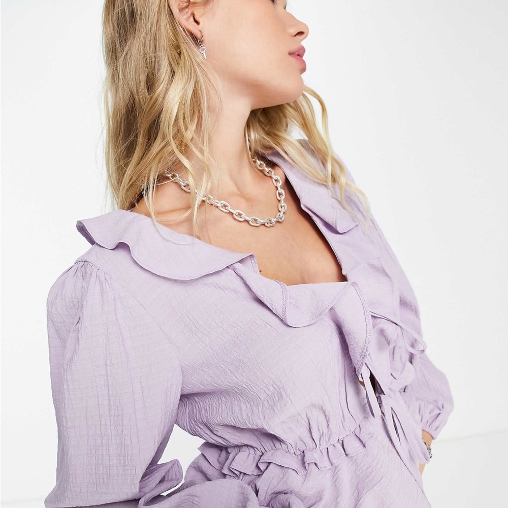 Topshop Lavender Ruffled Blouse (size 6)